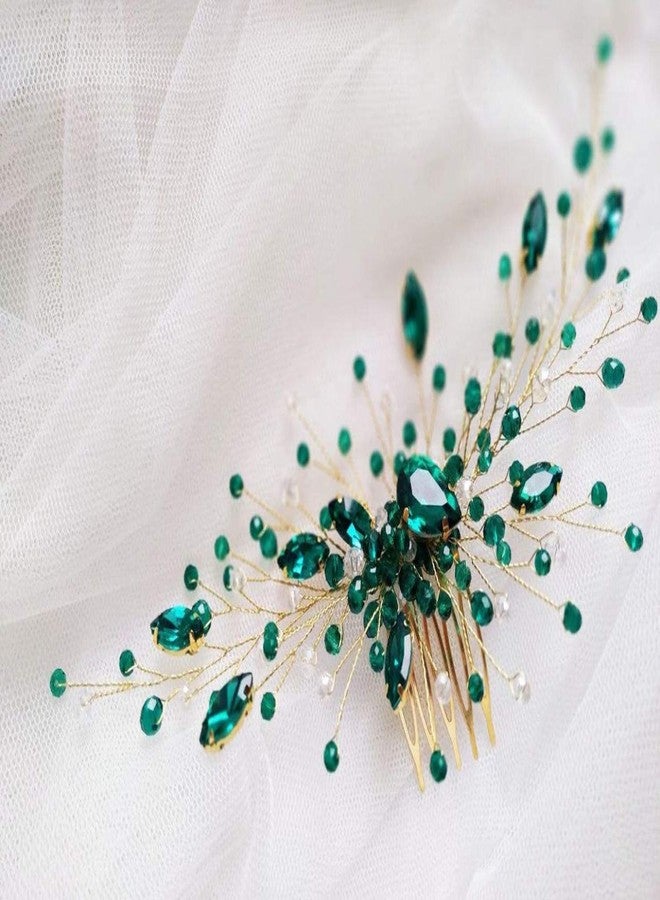BERYUAN Women Bridal Teardrop Emerald Green Crystal Hair Comb Wedding Hair Accessory Rhinestone Hair Piece Party Headress for Bride Bridesmaid - Image 5